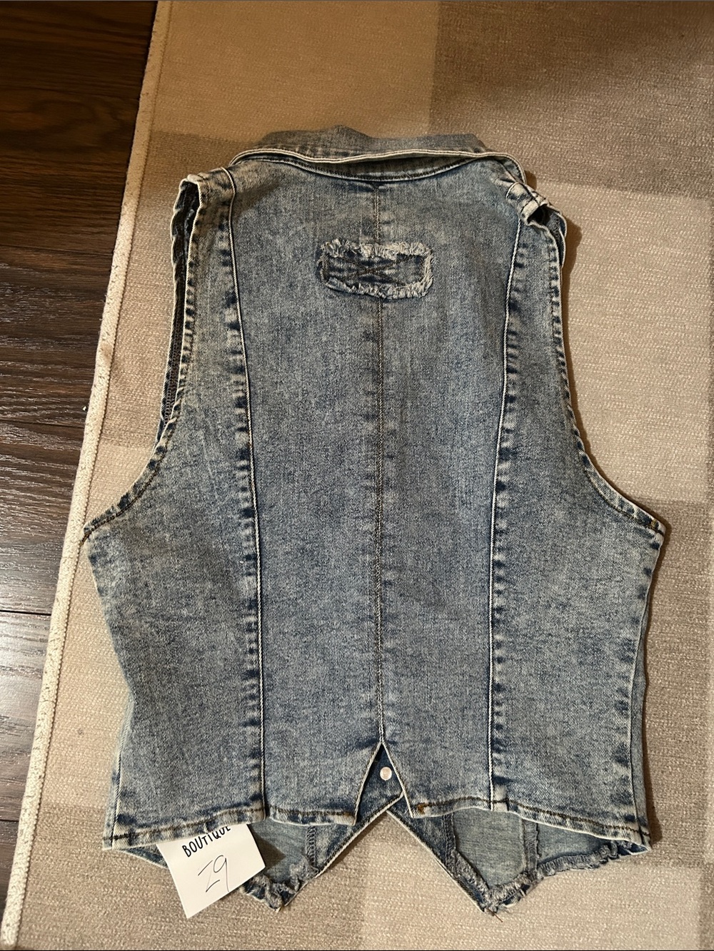 Vintage Acid Wash Denim Button Vest - Light Blue - Picture 2 of 3